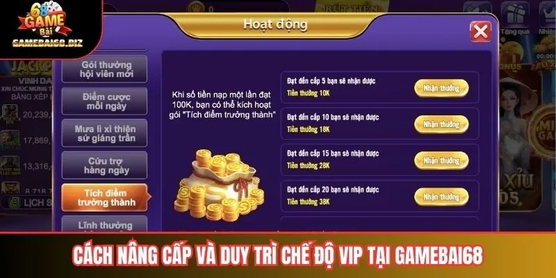 Chế Độ VIP: Tối Ưu Trải Nghiệm Và Quyền Lợi Đặc Biệt Cho Người Chơi 3 Cách nâng cấp và duy trì chế độ VIP tại gamebai68